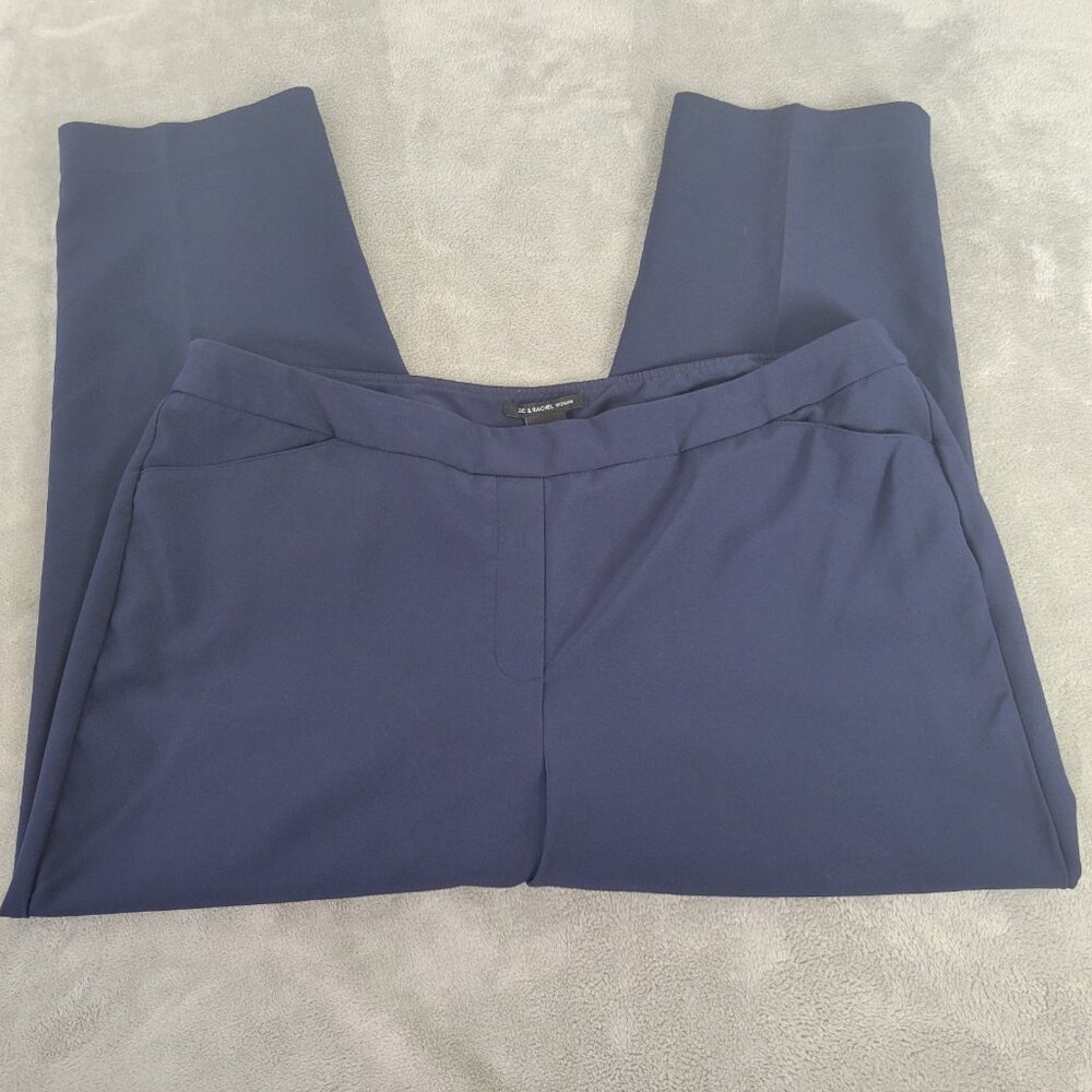 Zac Rachel Womens Plus Crop Pants 18W Blue Straight Leg Elastic Waist BLU129E